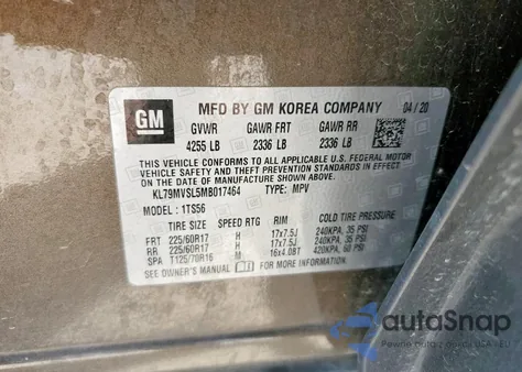 2021 Chevrolet Trailblazer Activ из США, поврежденный, VIN KL79MVSL5MB017464